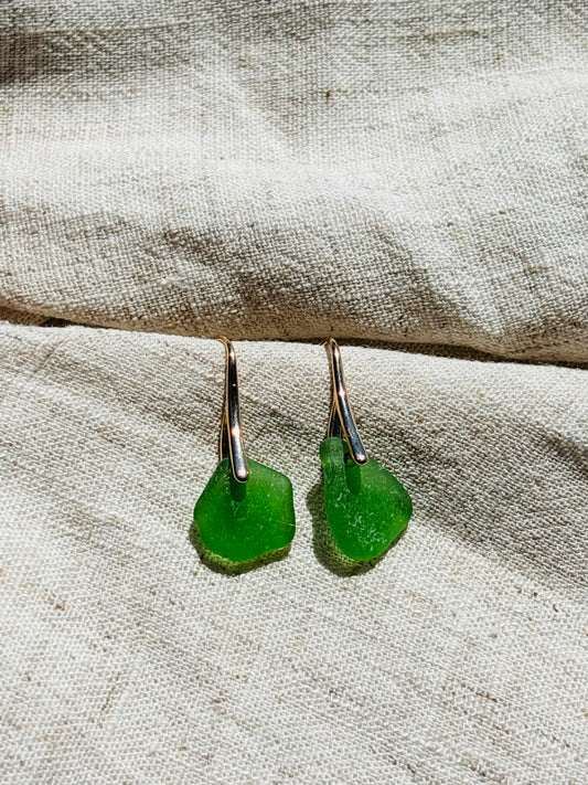 Light green sea glass earrings