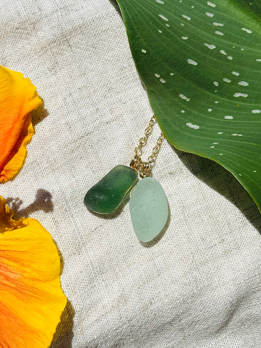 Two stone sea glass necklace