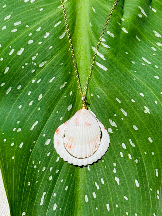 Pink seashell gold necklace