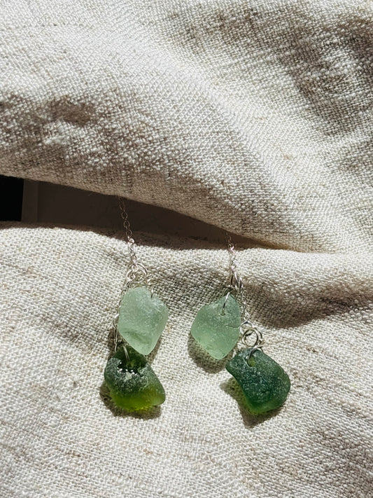 Stacked Seaglass earrings
