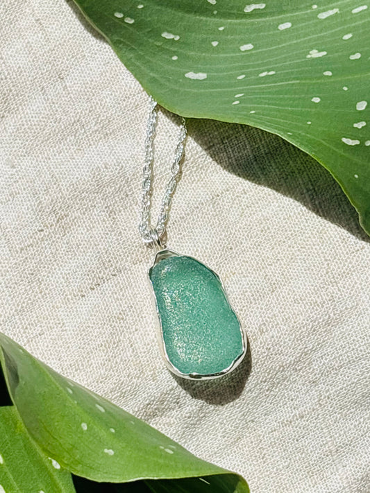 Ice blue Seaglass necklace