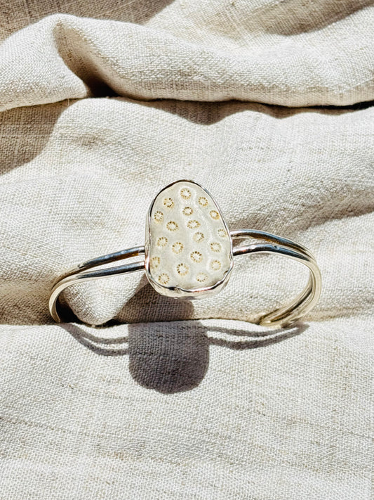Coral Sterling silver cuff bracelet