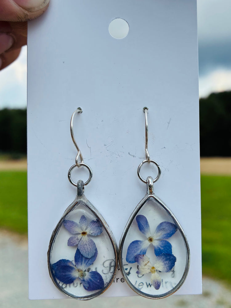 Pressed hydrangea earrings
