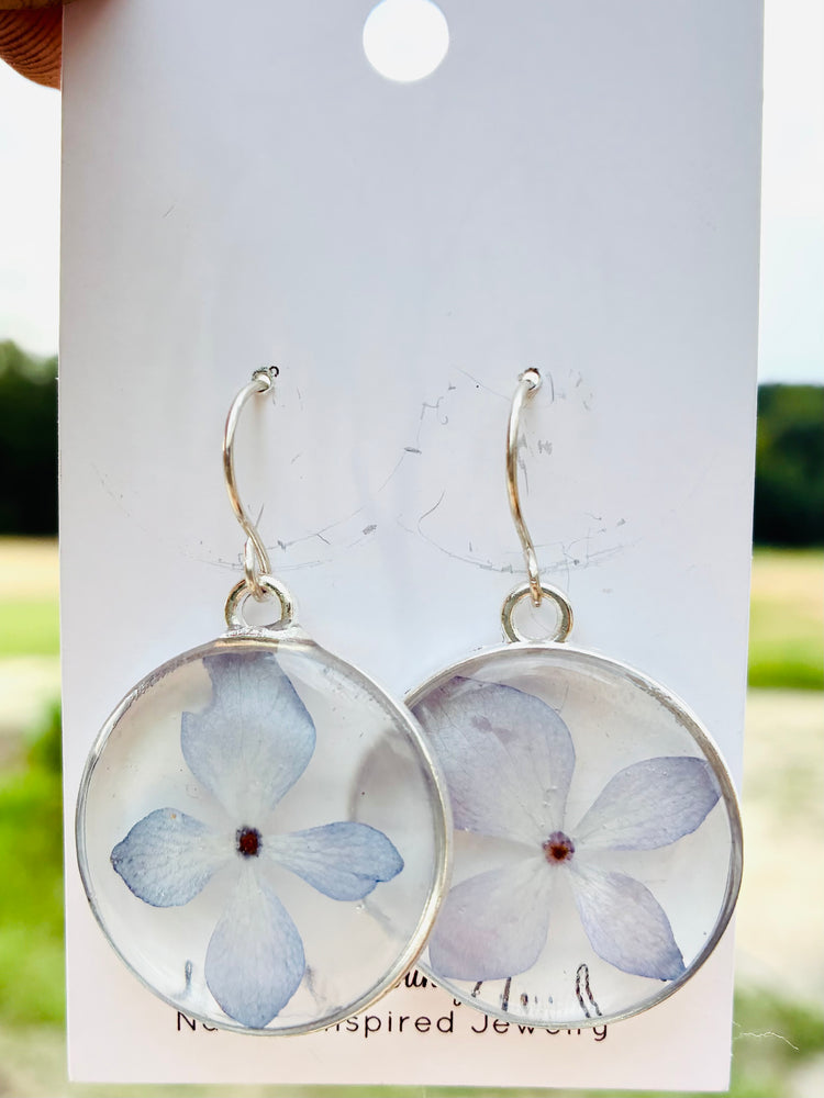Silver pressed hydrangea earrings