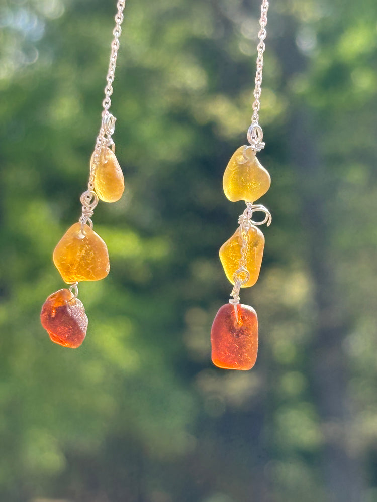 Chain through sea glass earrings