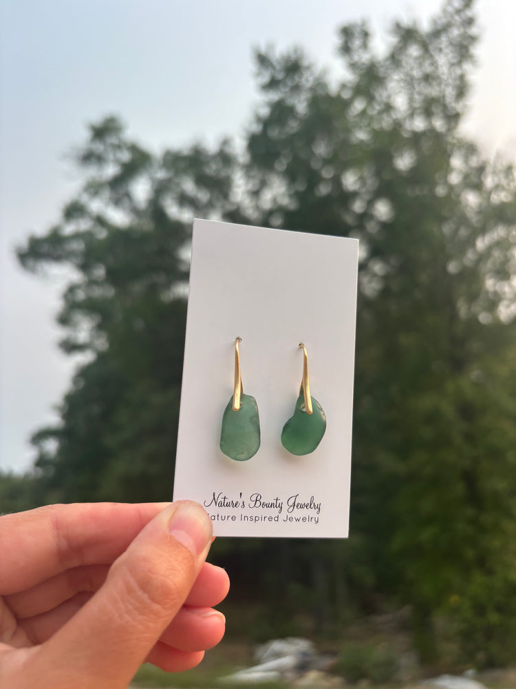Teal blue Seaglass earrings