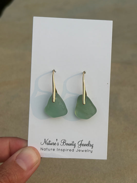 Pale green Seaglass earrings