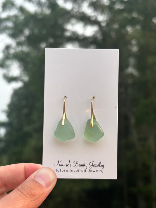 Pale green Seaglass earrings