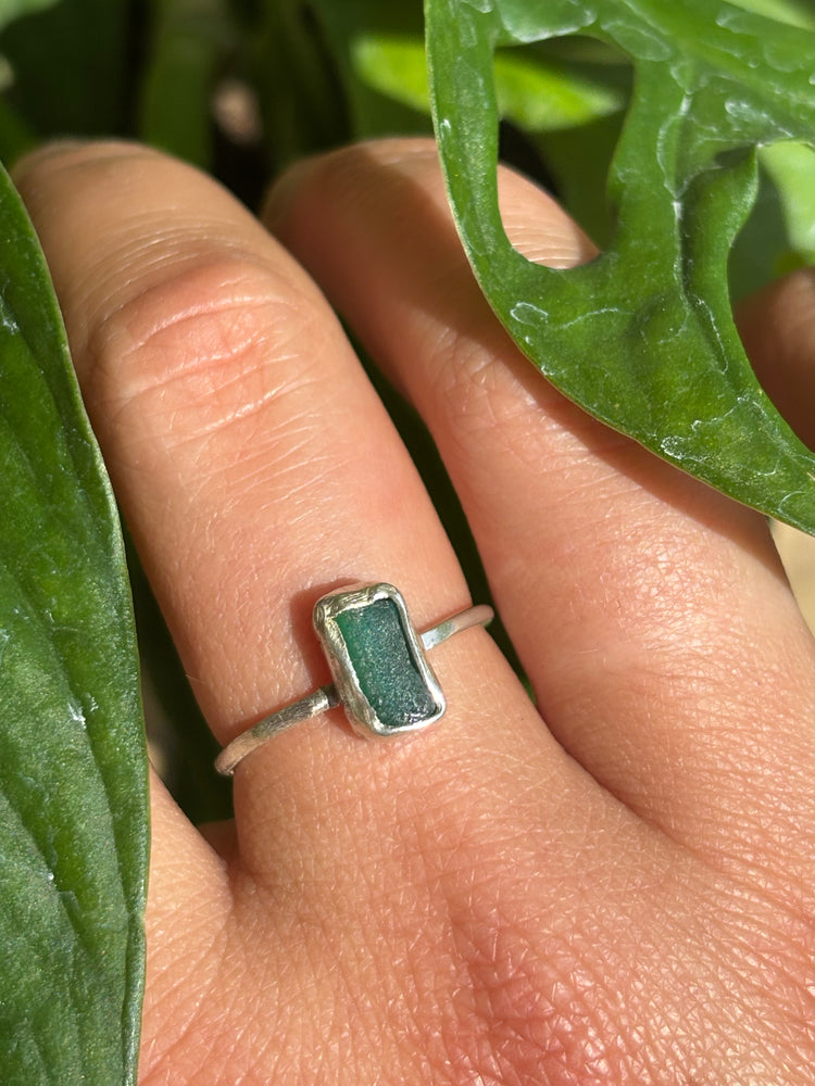 Aqua seaglass ring