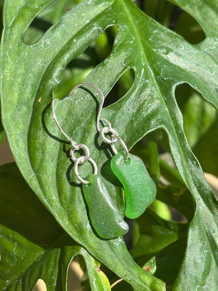 Green Seaglass earrings