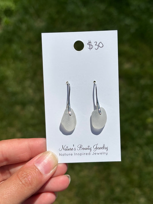 Silver sea glass earrings