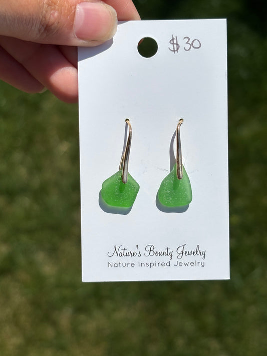 Light green sea glass earrings