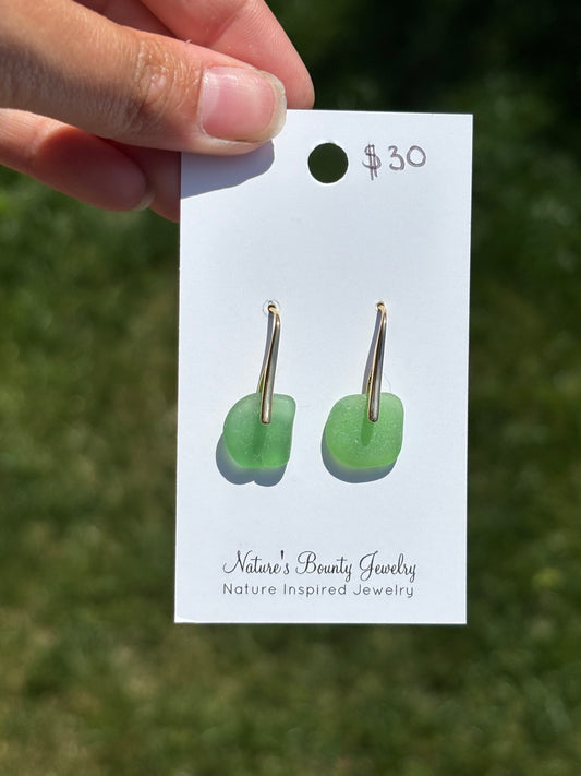 Gold sea glass earrings