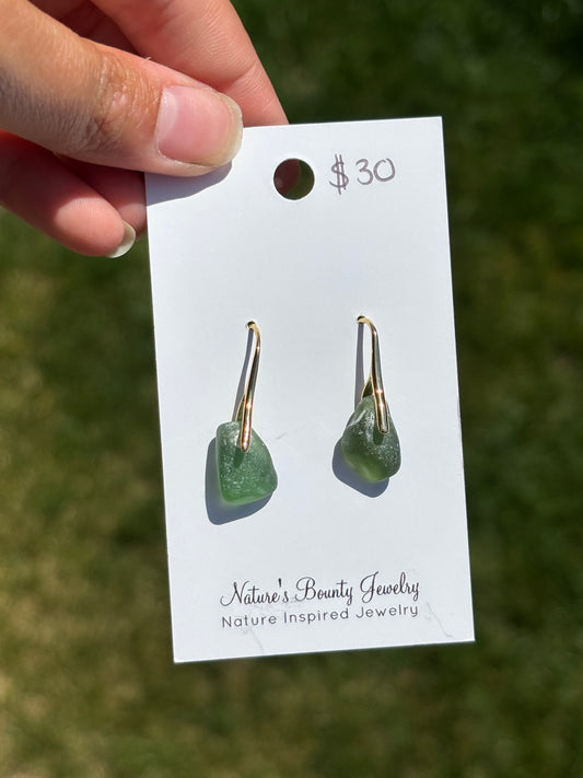 Gold sea glass earrings