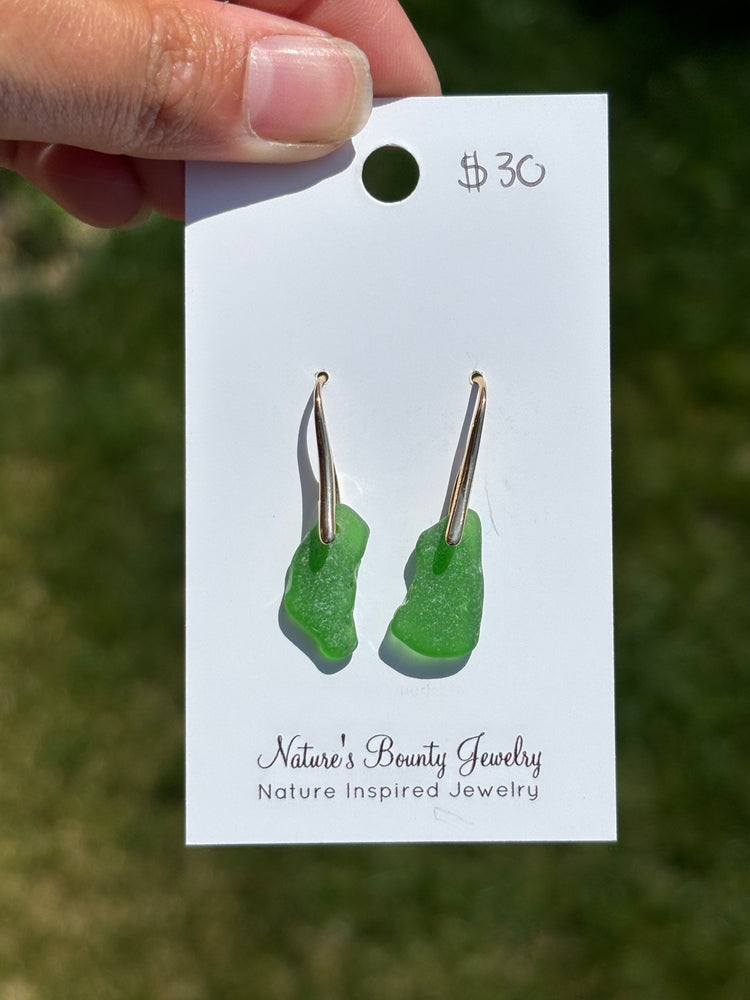 Light green sea glass earrings