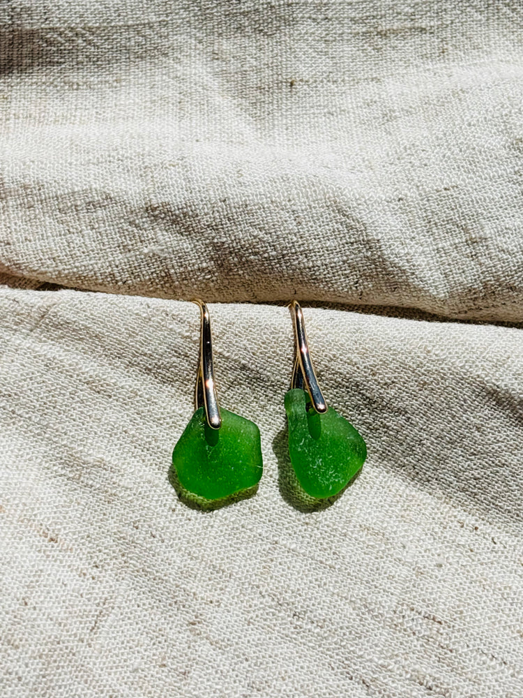 Light green sea glass earrings