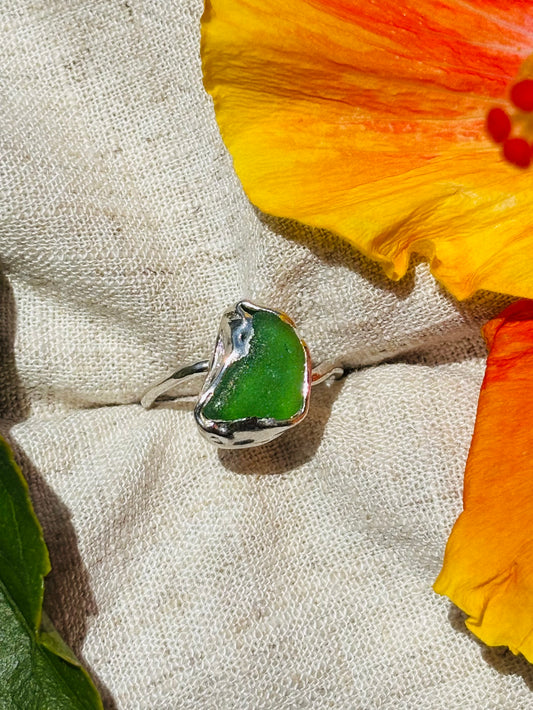 One-of-a-kind sea glass ring