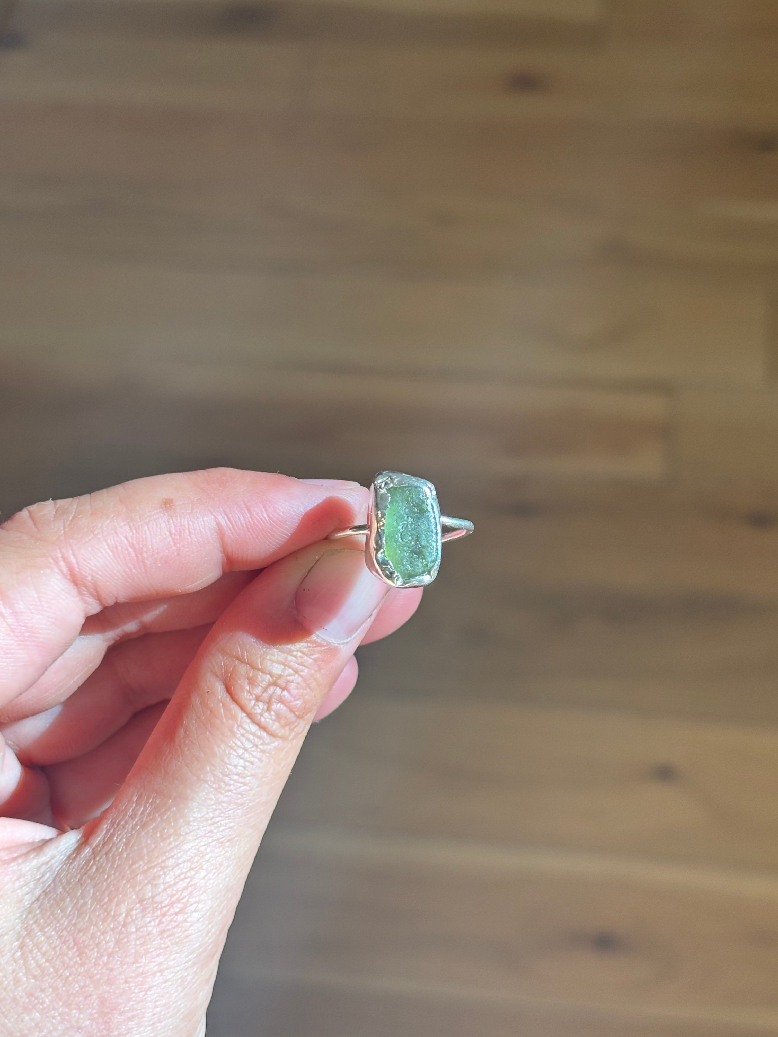 Sterling silver sea glass ring