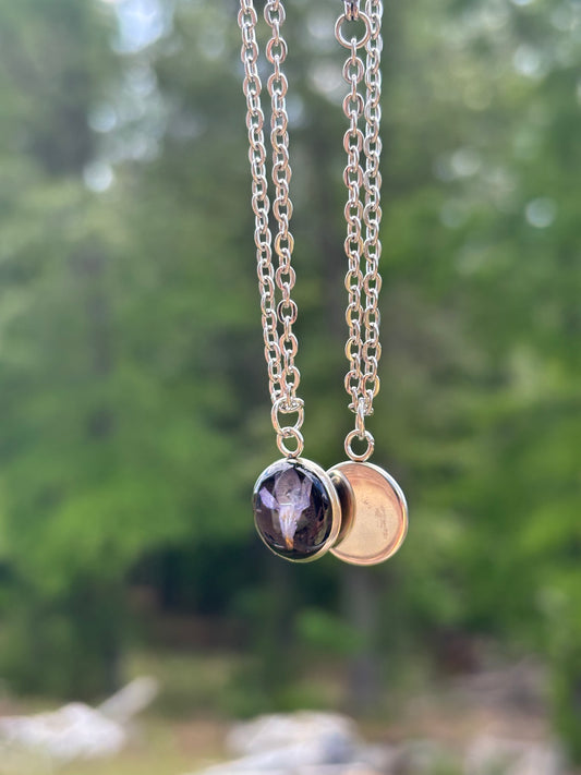 Purple pressed flower necklace