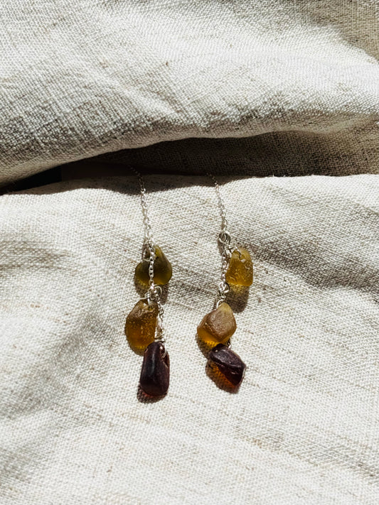Chain through sea glass earrings