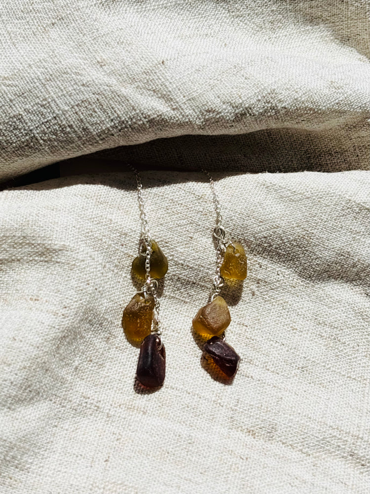 Chain through sea glass earrings