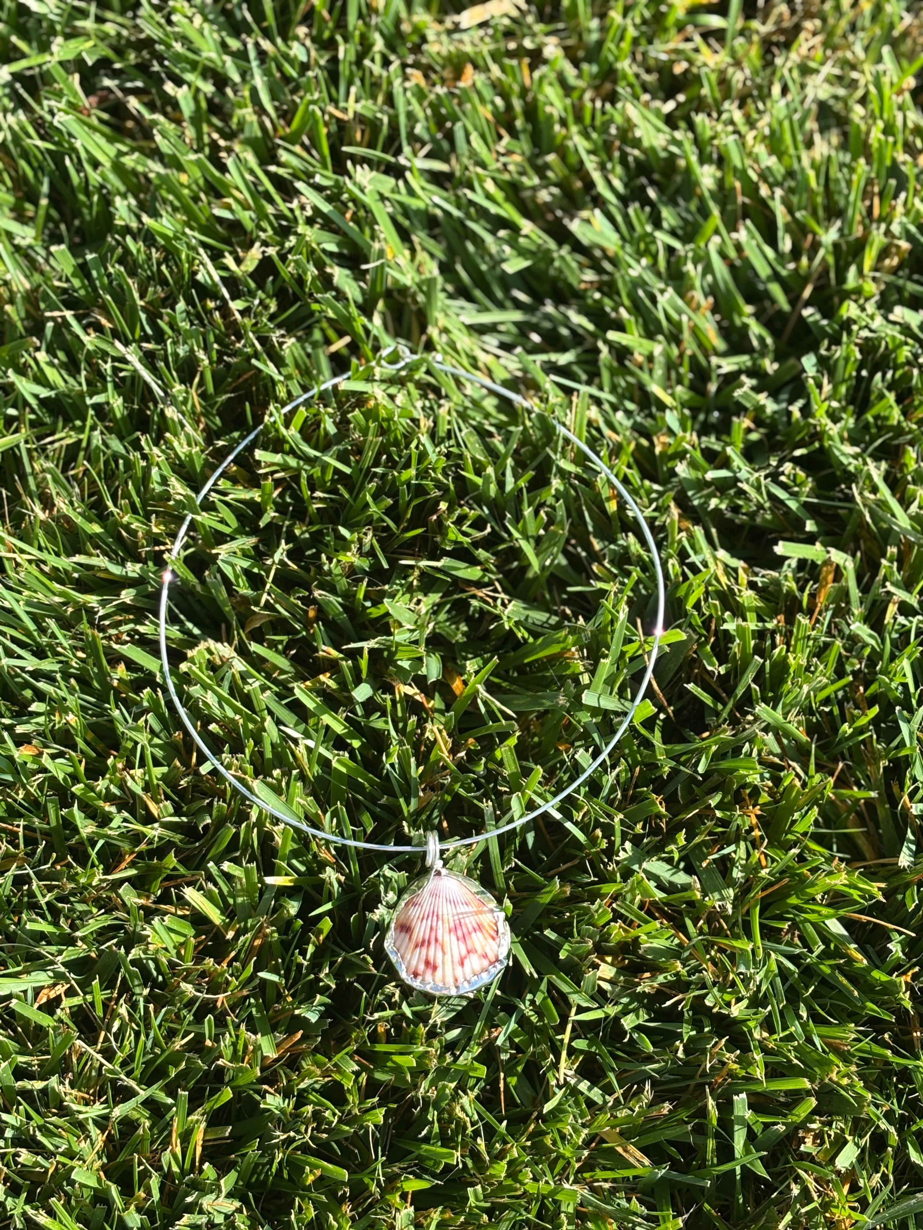 Sea shell Sterling silver choker necklace