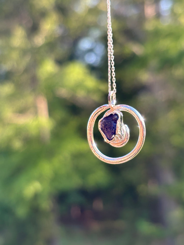 Blue signature swirl sea glass necklace