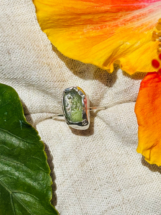 Sterling silver sea glass ring