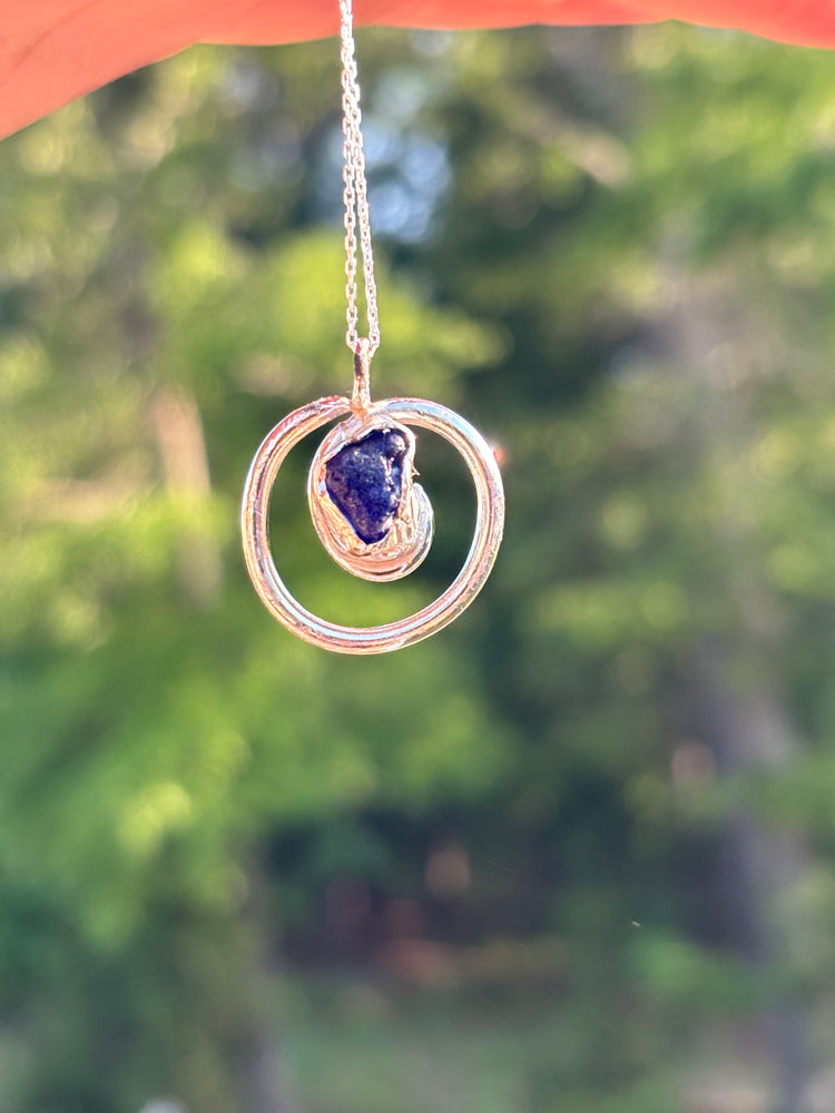 Blue signature swirl sea glass necklace
