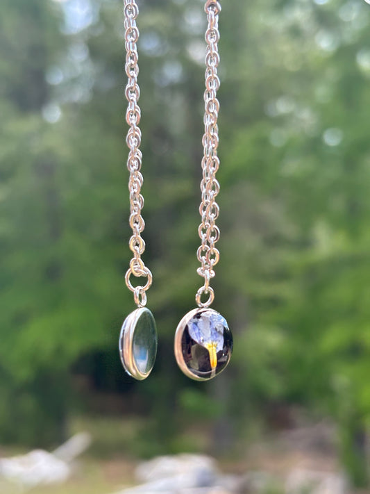 Purple pressed flower necklace