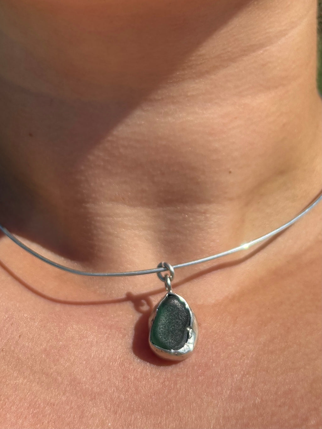 Sea glass choker necklace