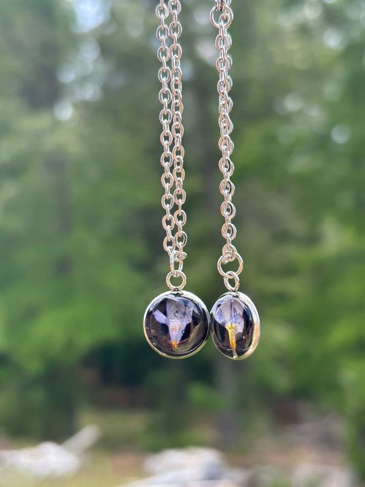 Purple pressed flower necklace