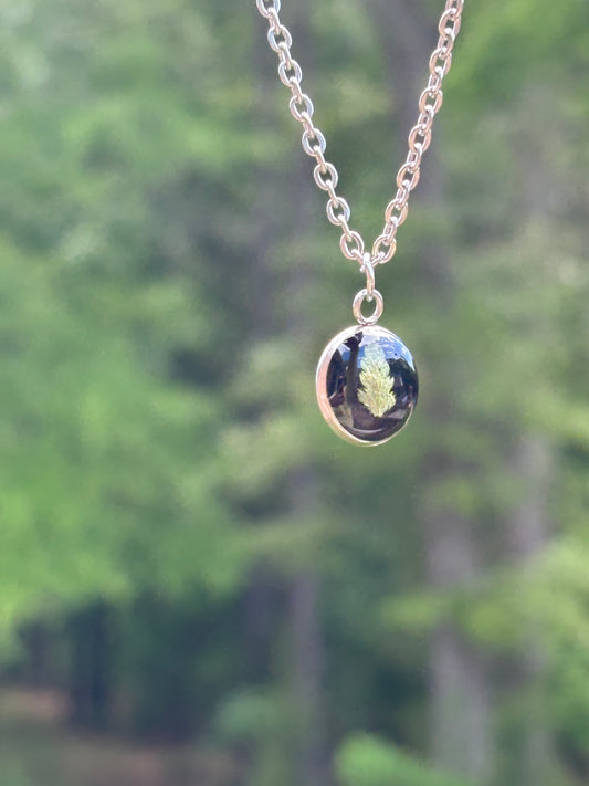 Black fern resin Necklace