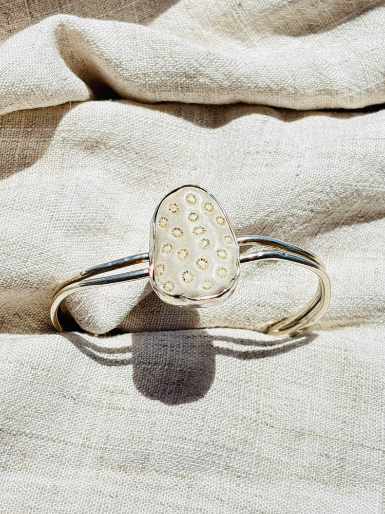 Coral Sterling silver cuff bracelet