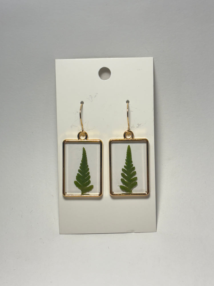 Pressed fern earrings