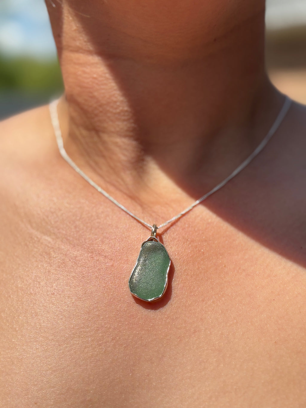 Ice blue Seaglass necklace