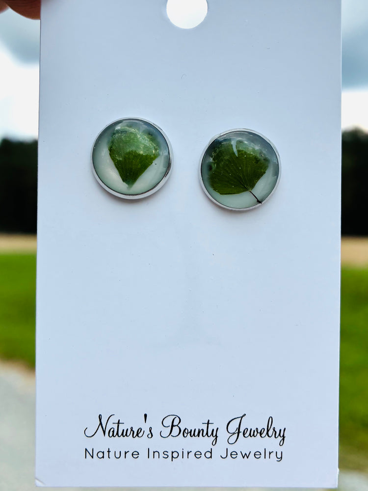 Pressed fern stud earrings