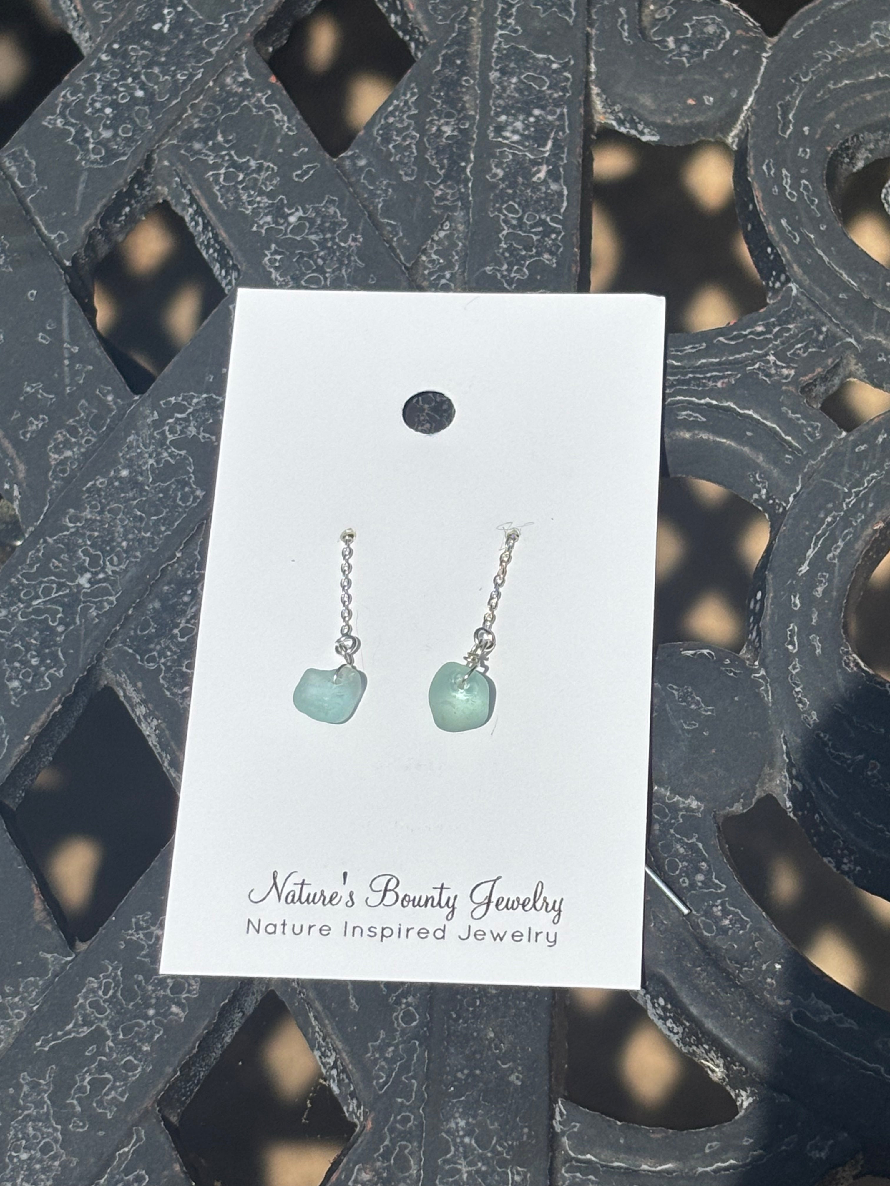 Single chain through sea glass earrings