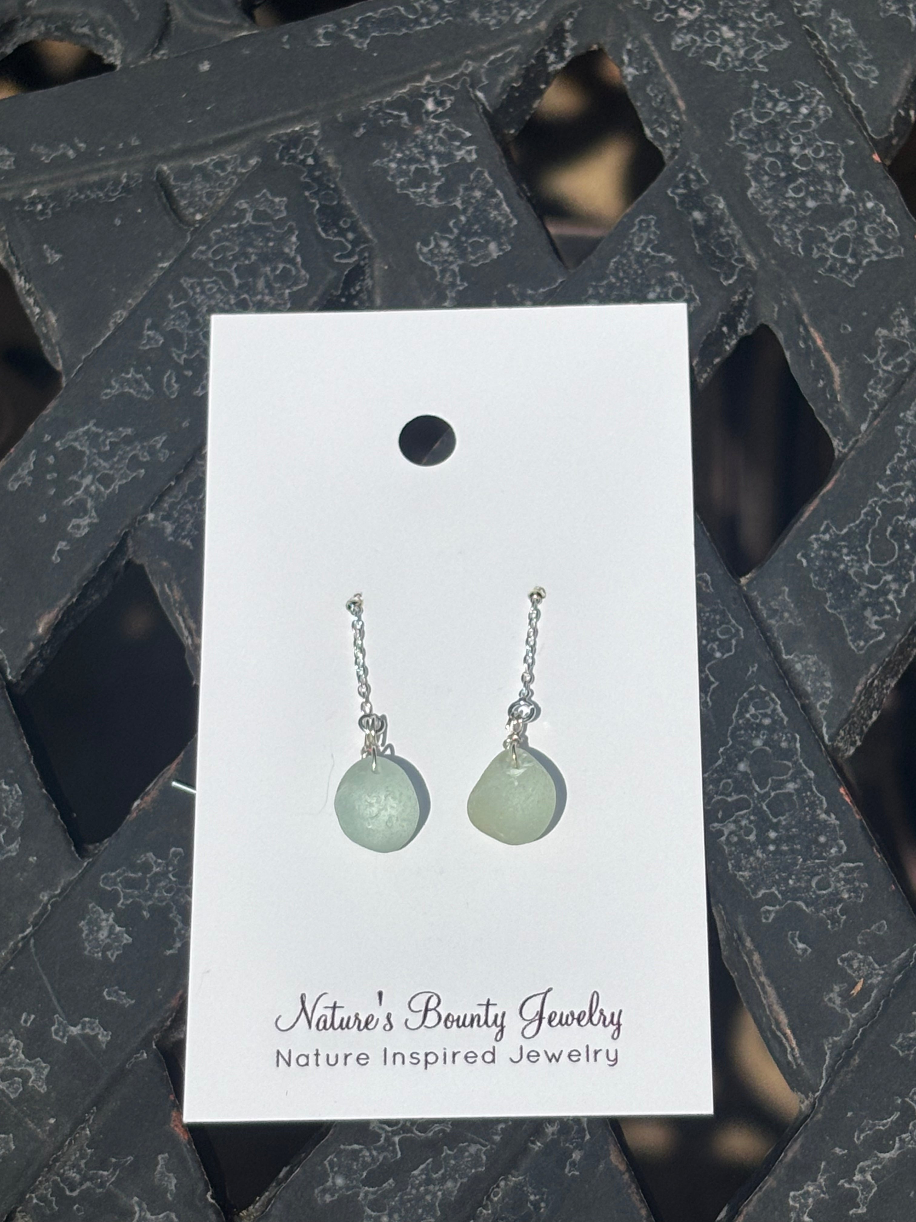 Single chain through sea glass earrings