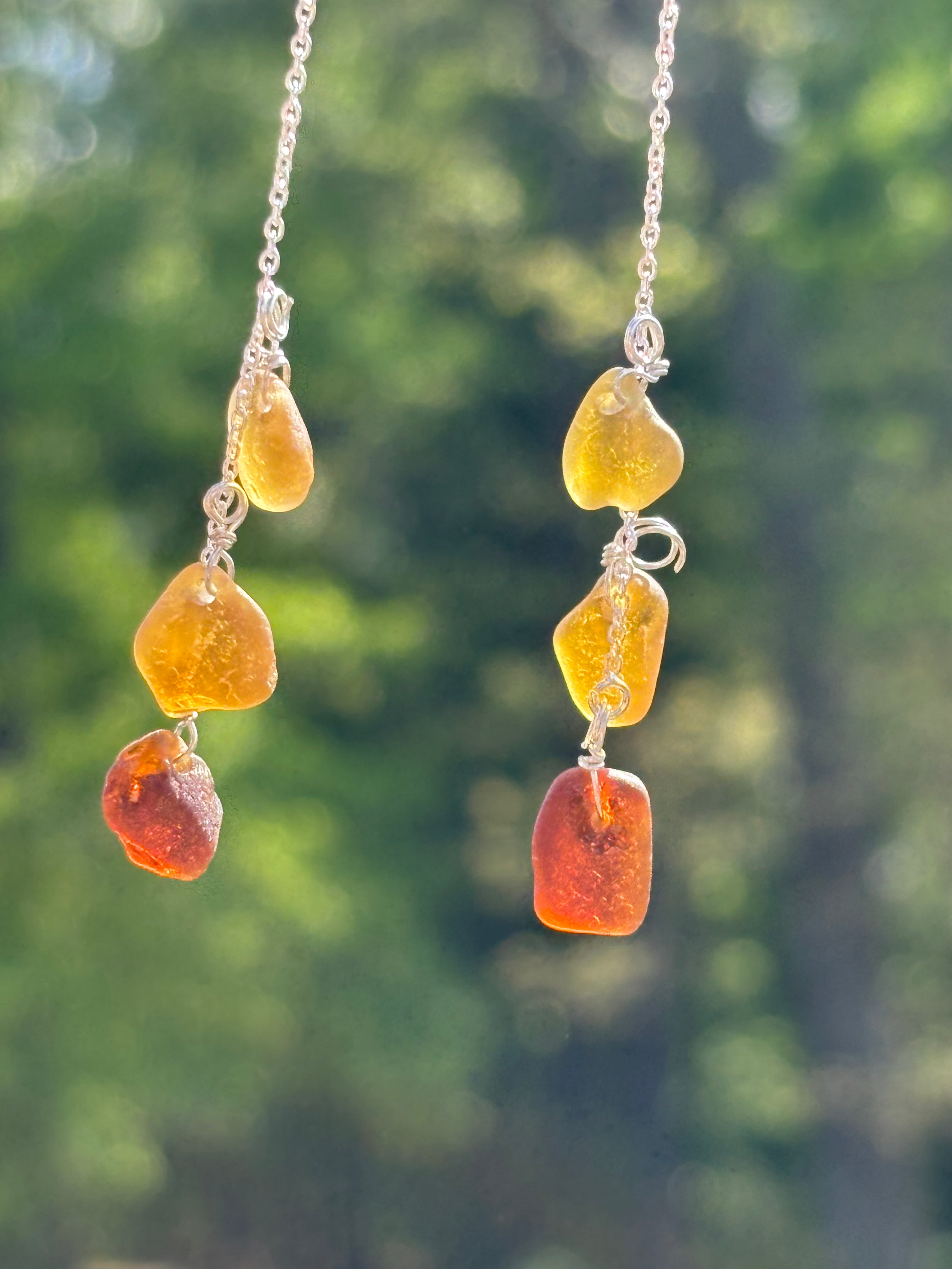 Chain through sea glass earrings