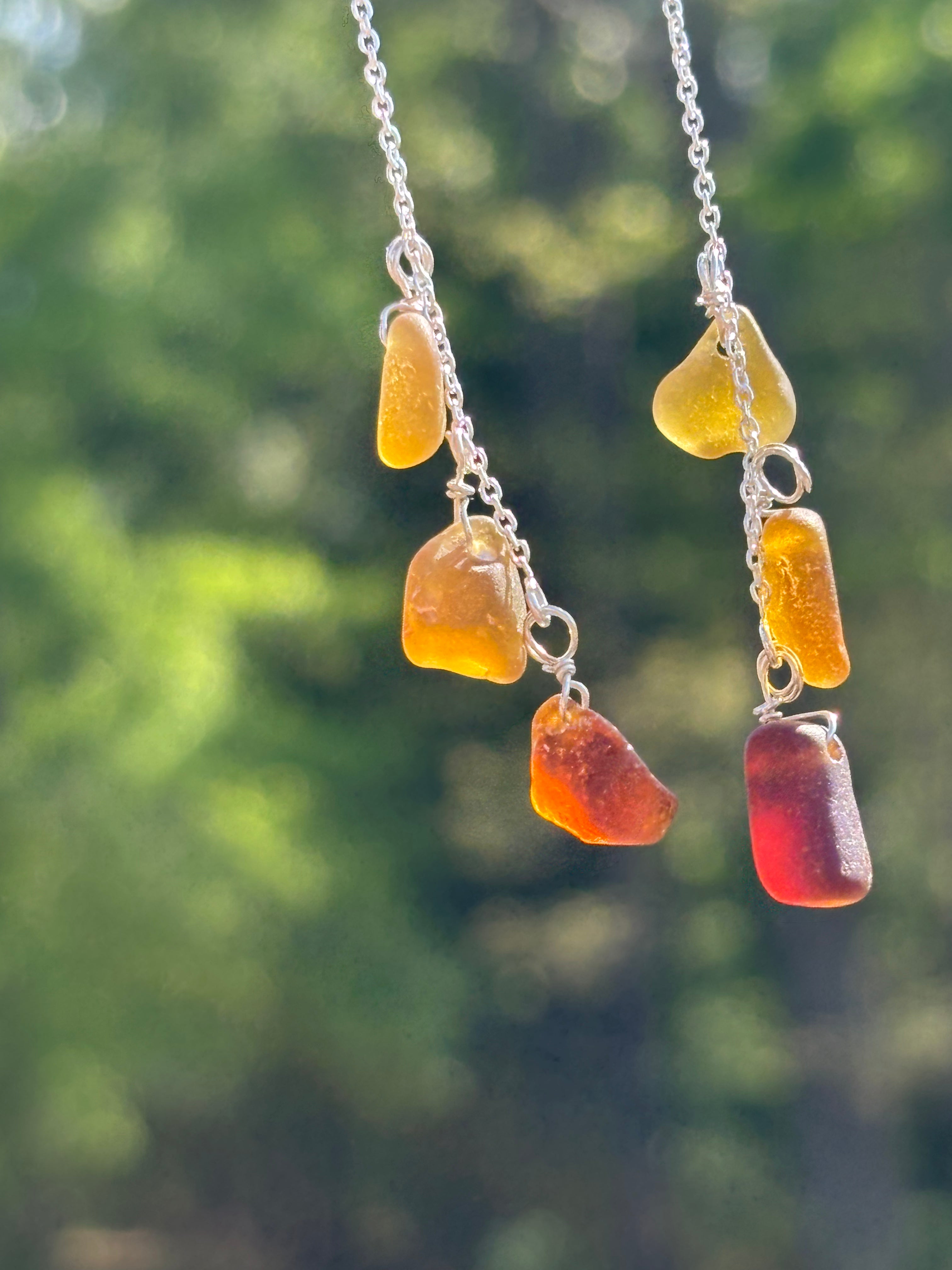Chain through sea glass earrings