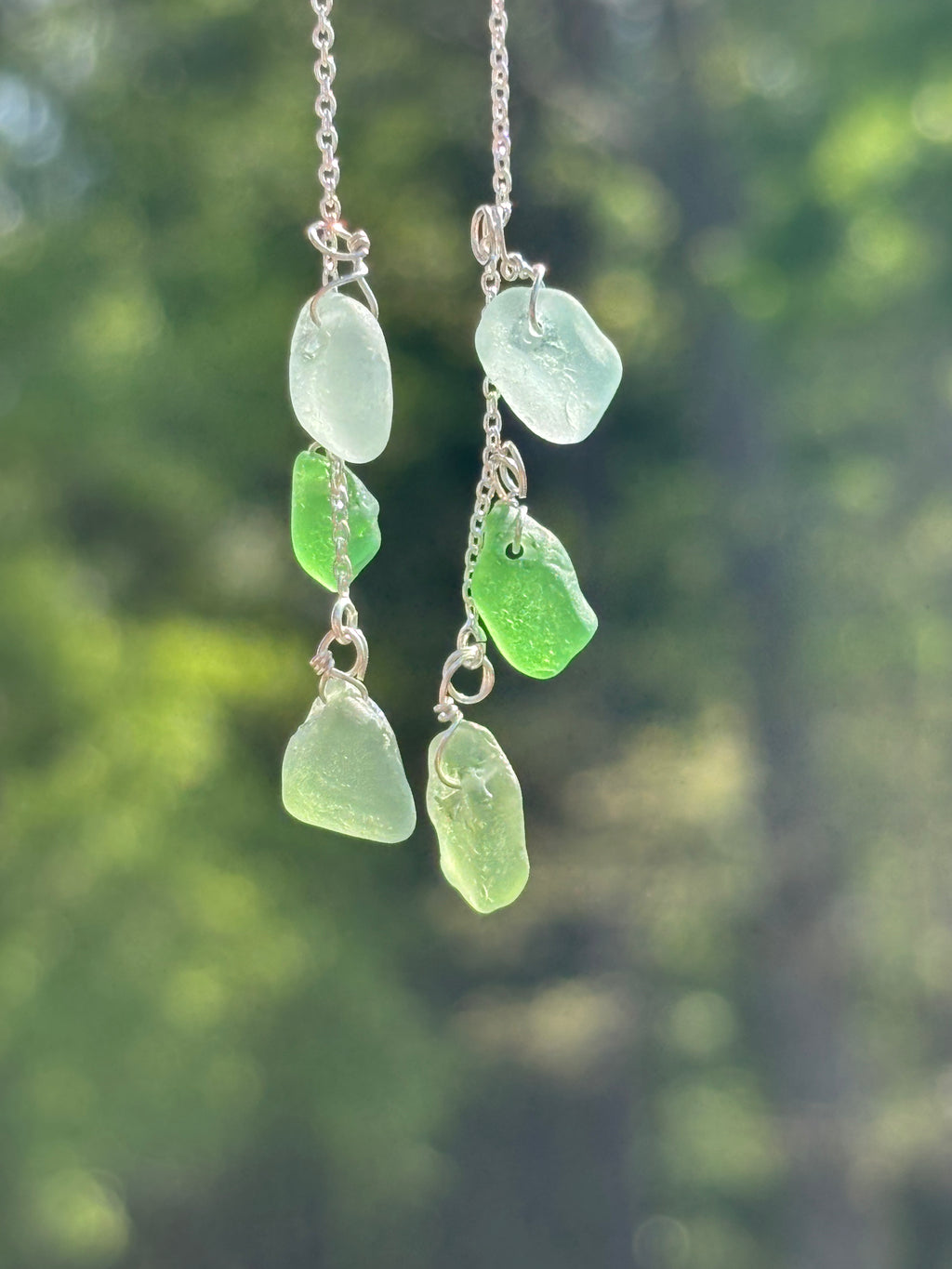 Chain through Seaglass earrings