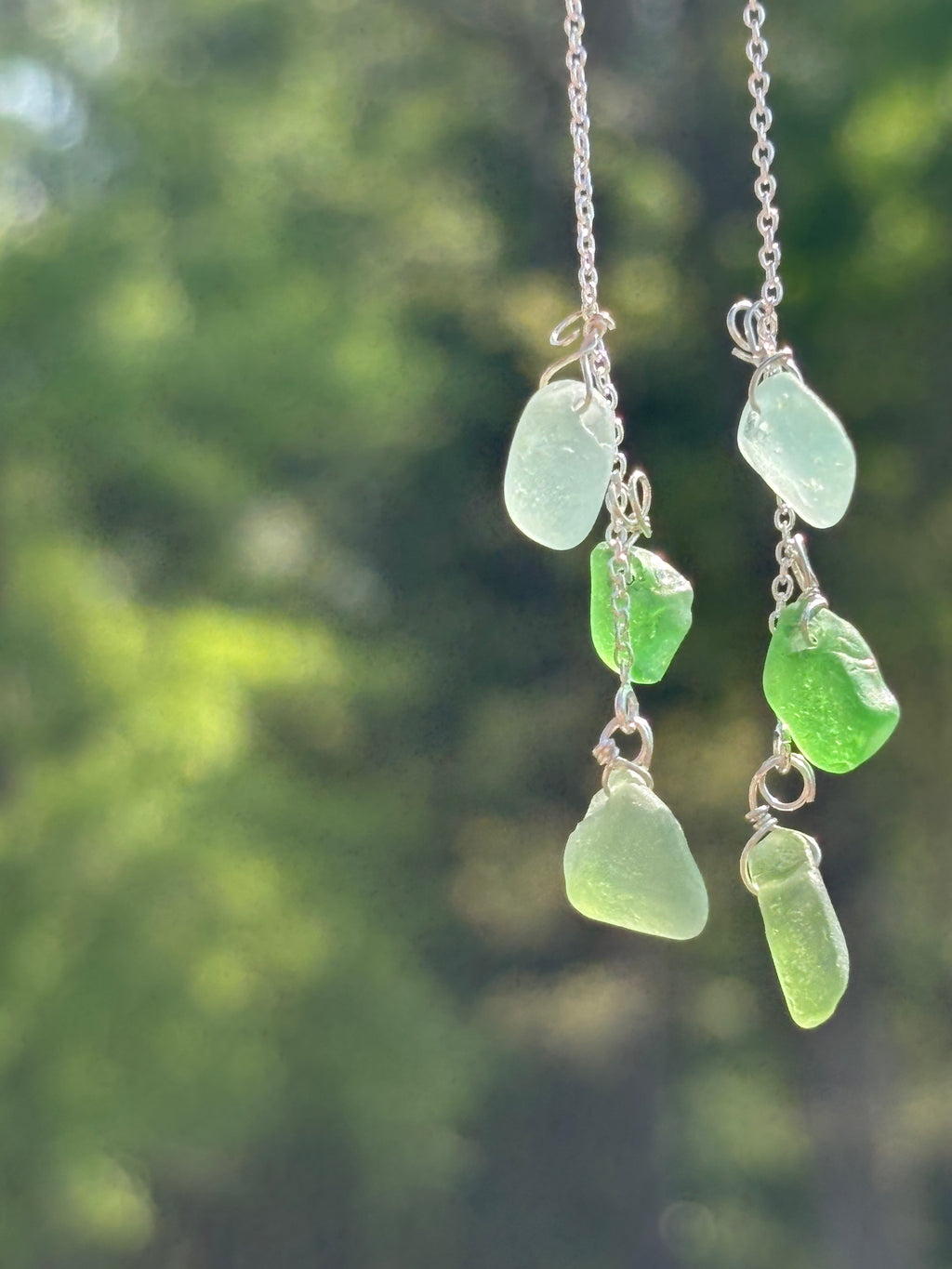 Chain through Seaglass earrings