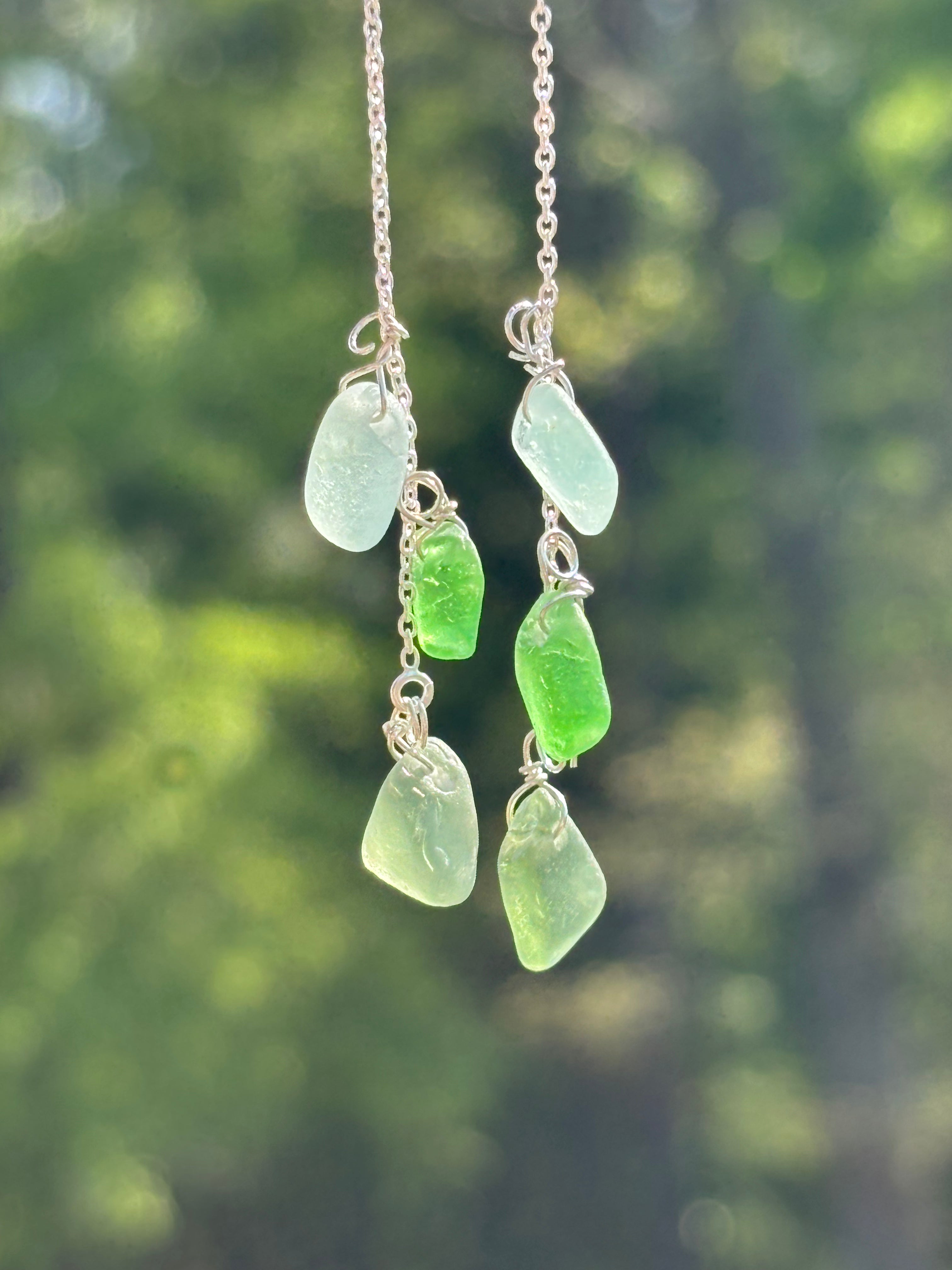 Chain through Seaglass earrings