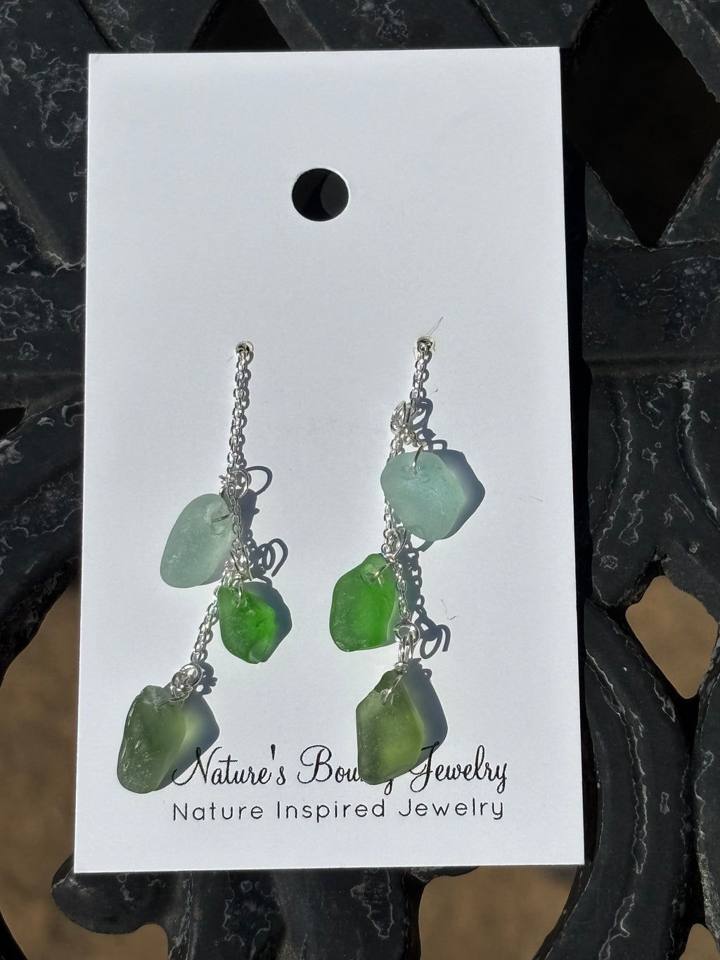 Chain through Seaglass earrings