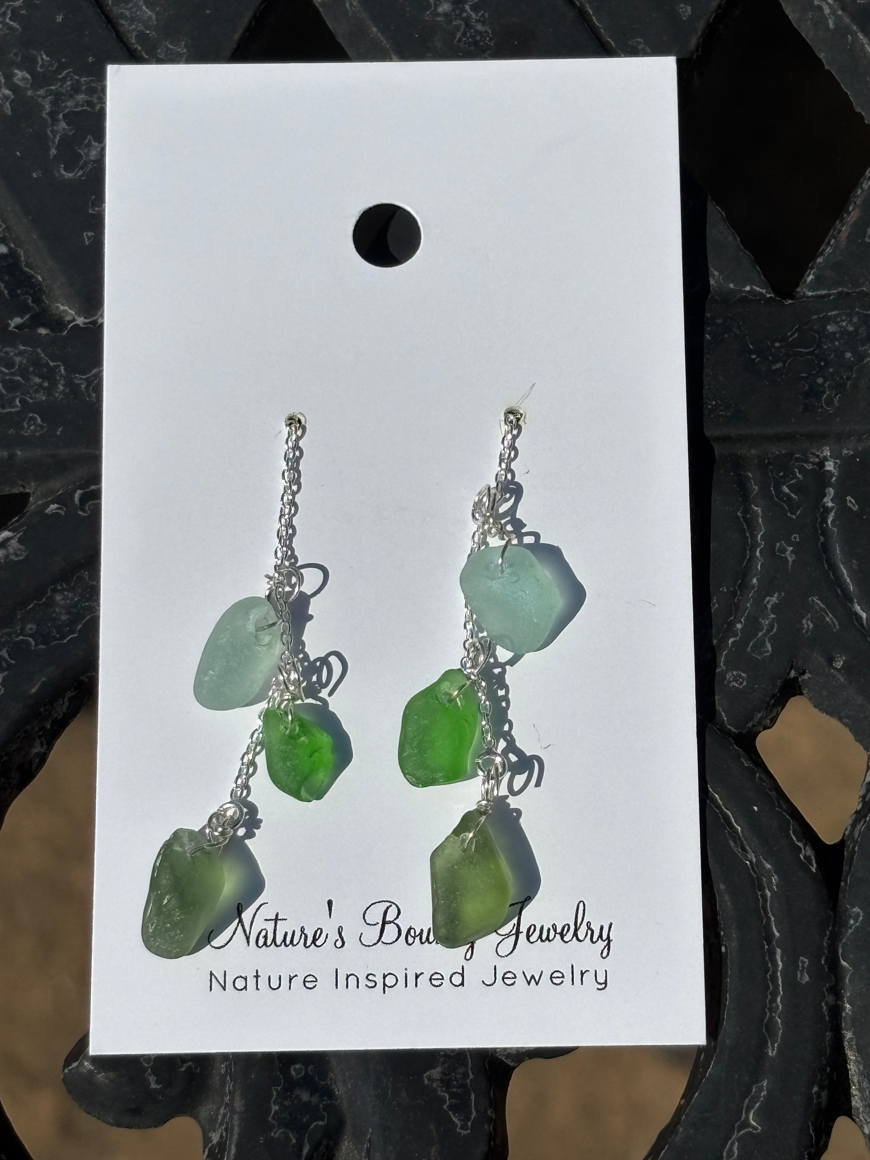Chain through Seaglass earrings