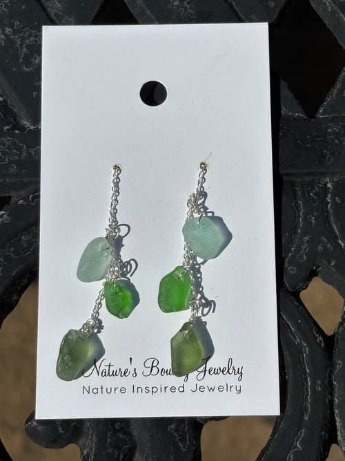 Chain through Seaglass earrings