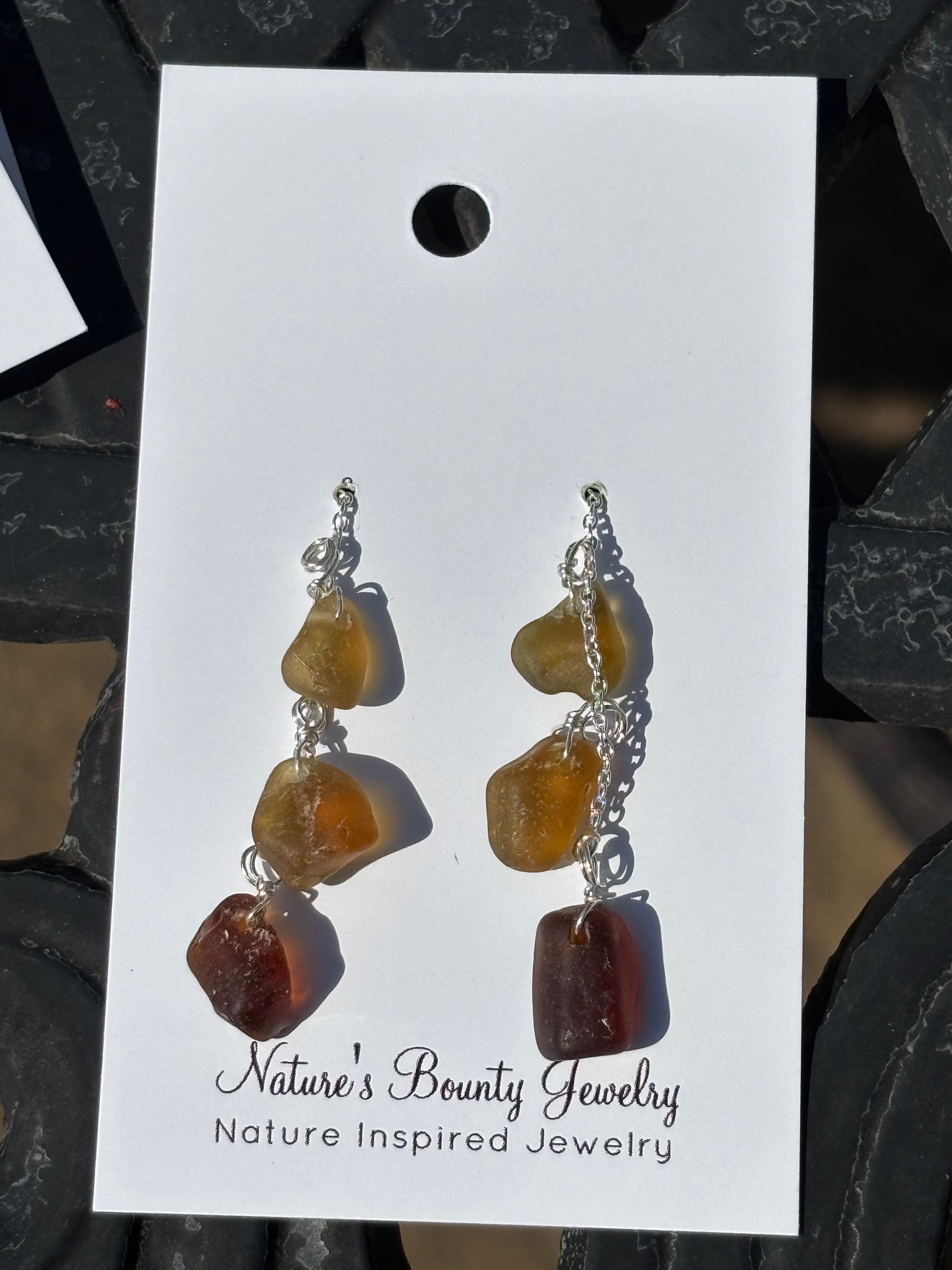 Chain through sea glass earrings