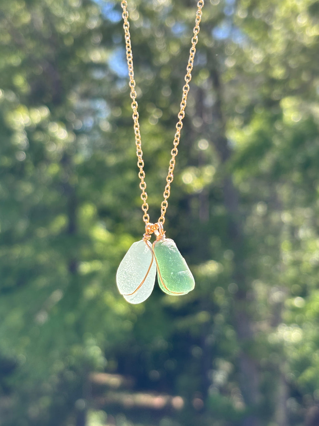 Two stone sea glass necklace