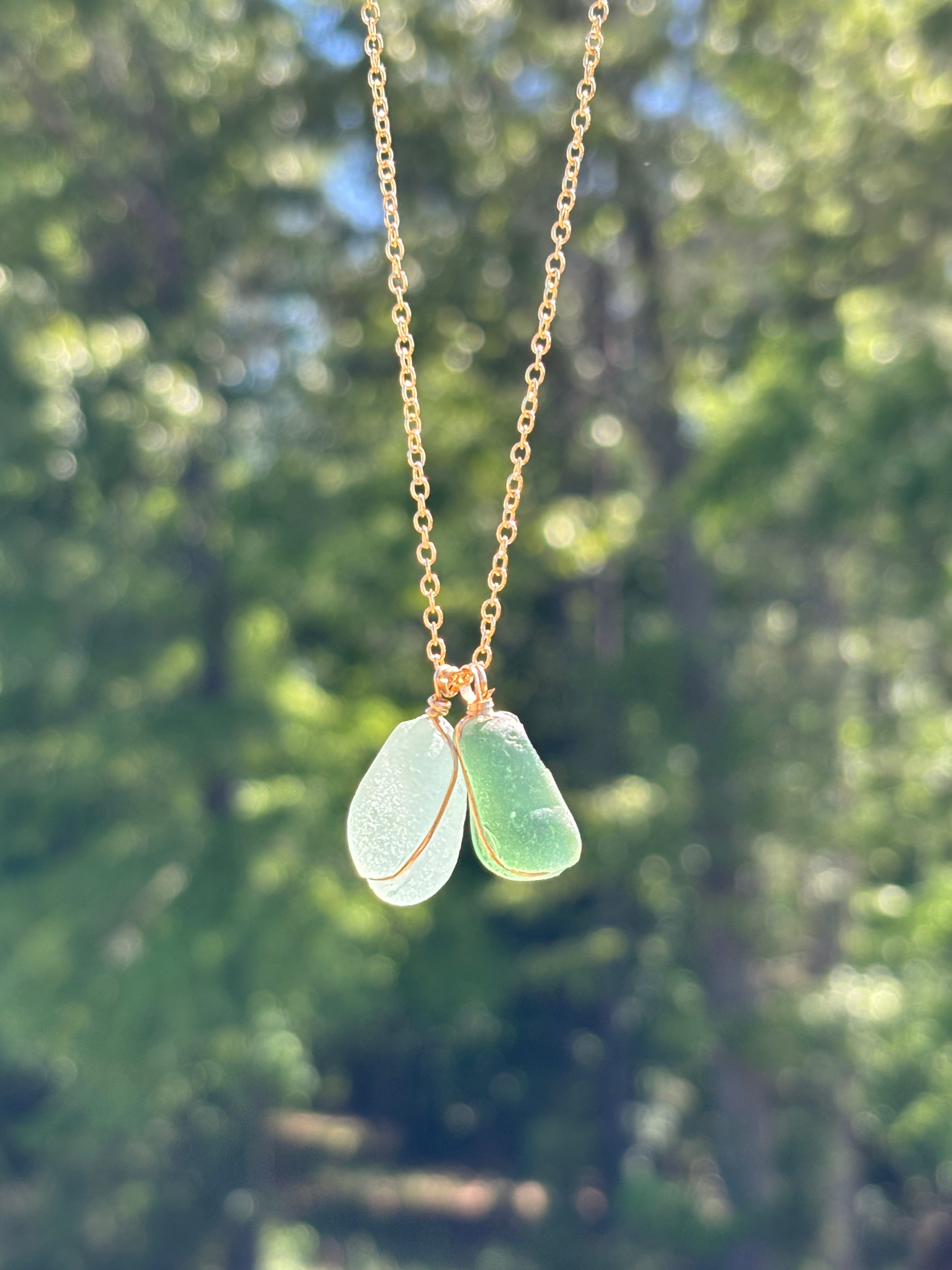 Two stone sea glass necklace